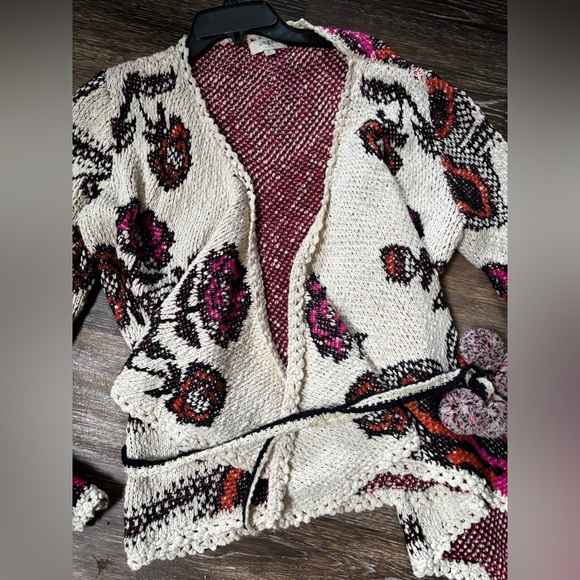 Umgee Knit Cardigan - Cream, Black, and Pink medium - Picture 4 of 9